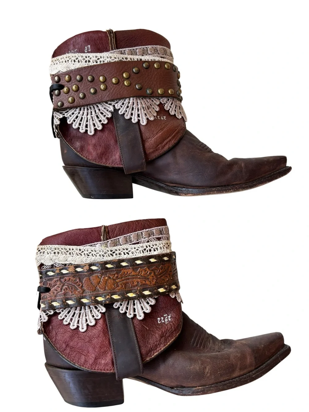 Dan Post Vintage Embellished Western Leather Booties – Size 7.5